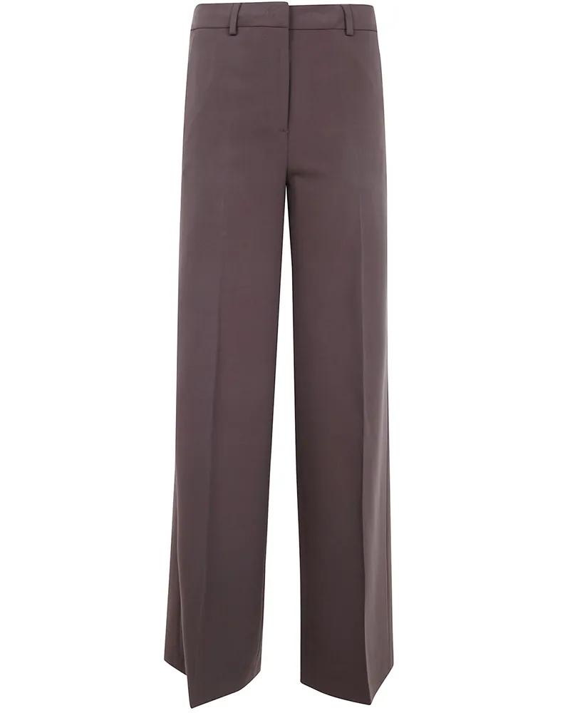 Blumarine Flanel Stretch Wide Leg Trousers Brown
