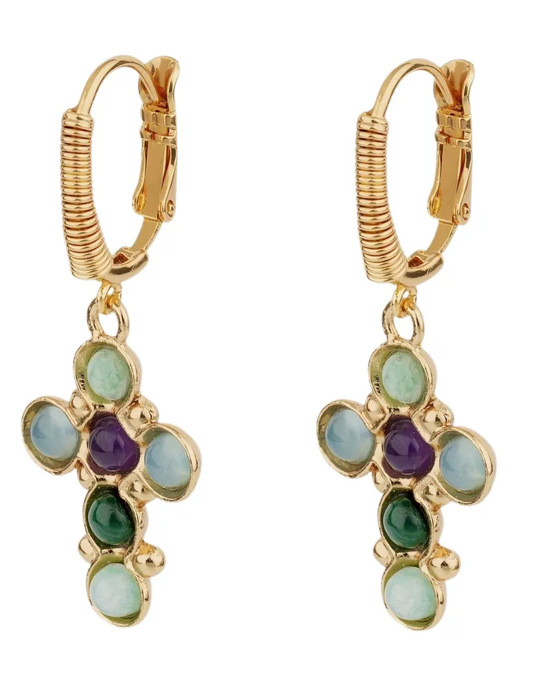 Gas Bijoux Tao Cruzita" Gold Plated And Cabochons Earrings Metallic