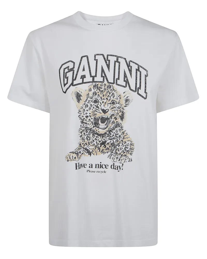 Ganni T-Shirt Relaxed "Basic Jersey Leopard Brown