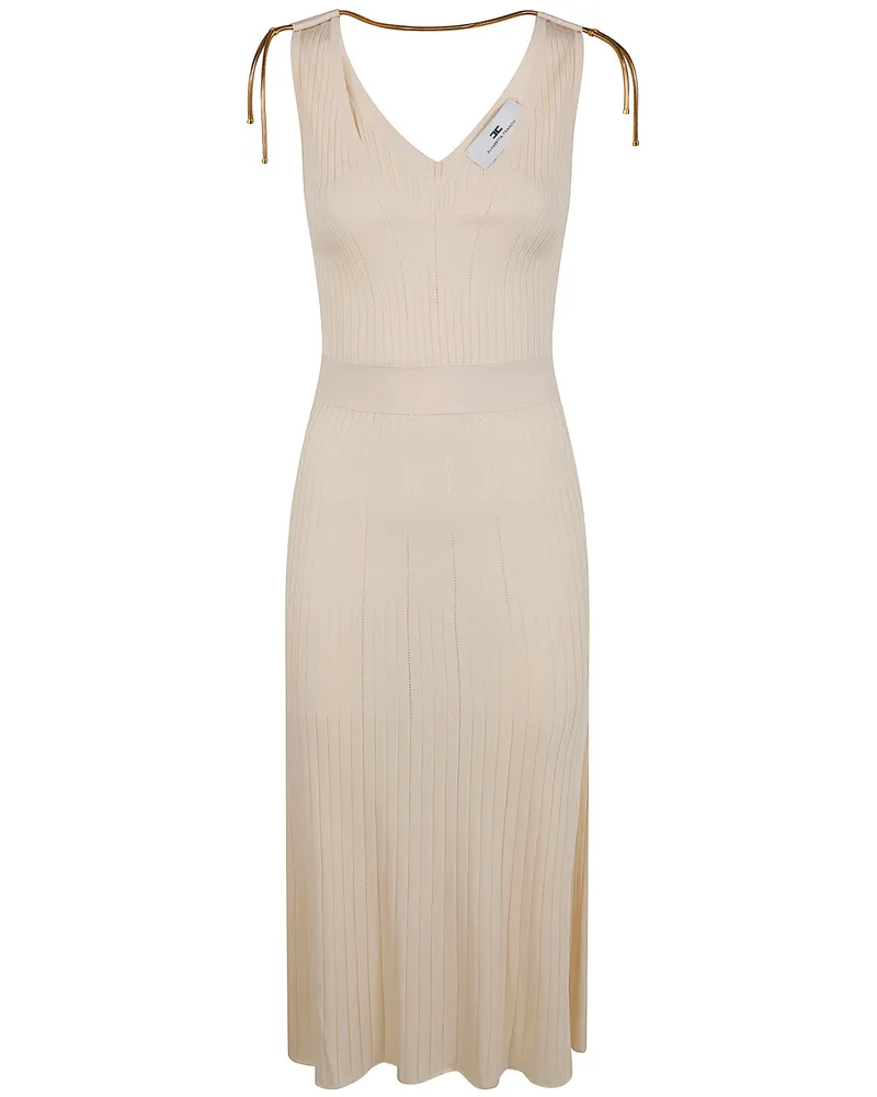 Elisabetta Franchi Midi Knit Dress Beige