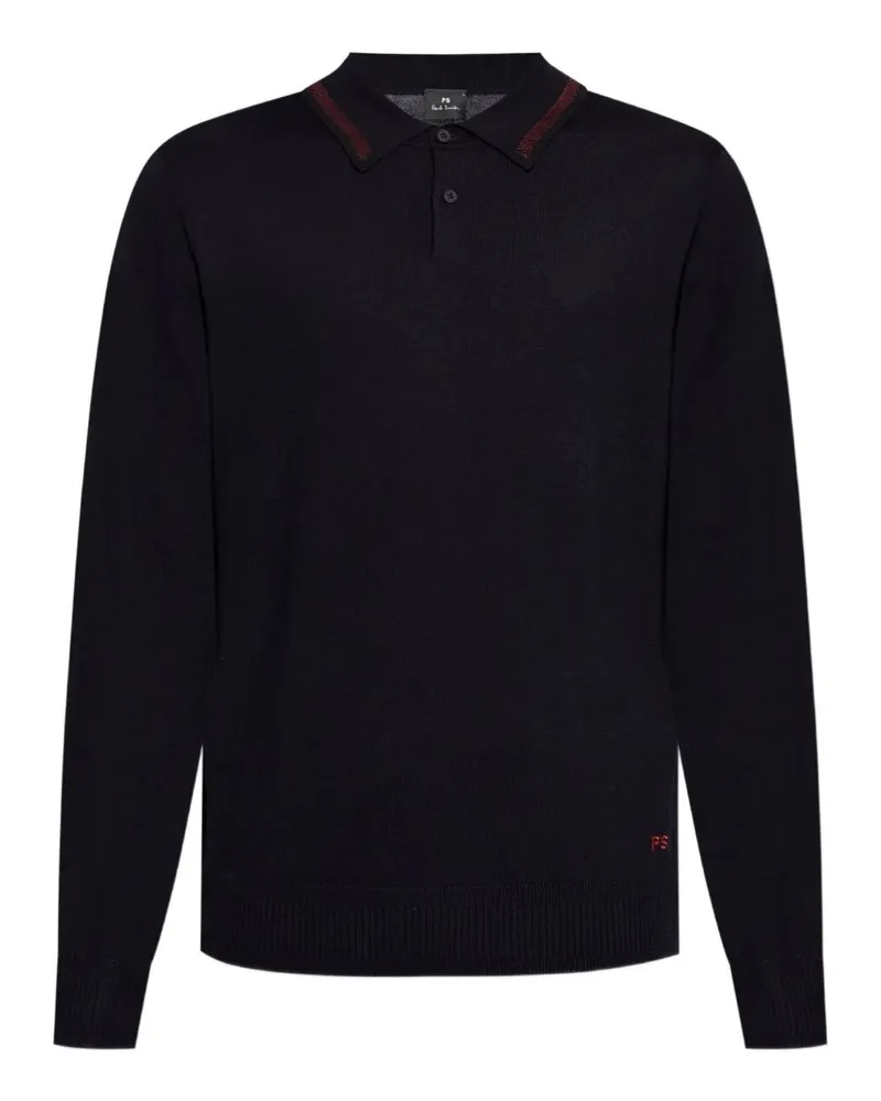 Paul Smith Mens Sweater Ls Polo Blue