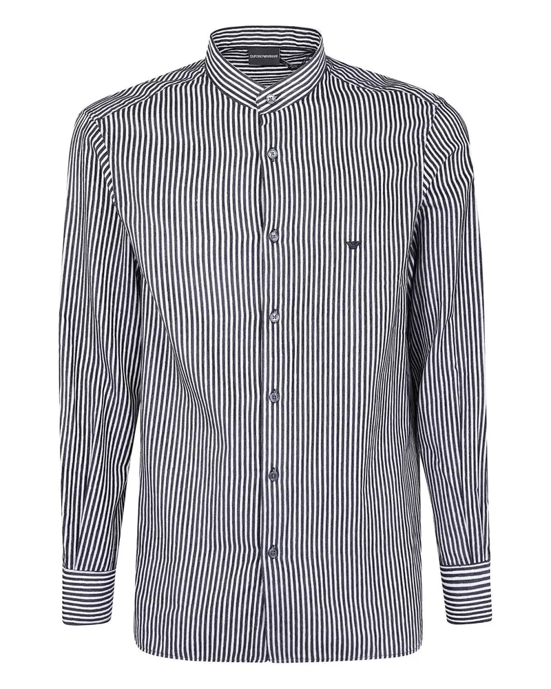 Emporio Armani Korean Neck Shirt Blue