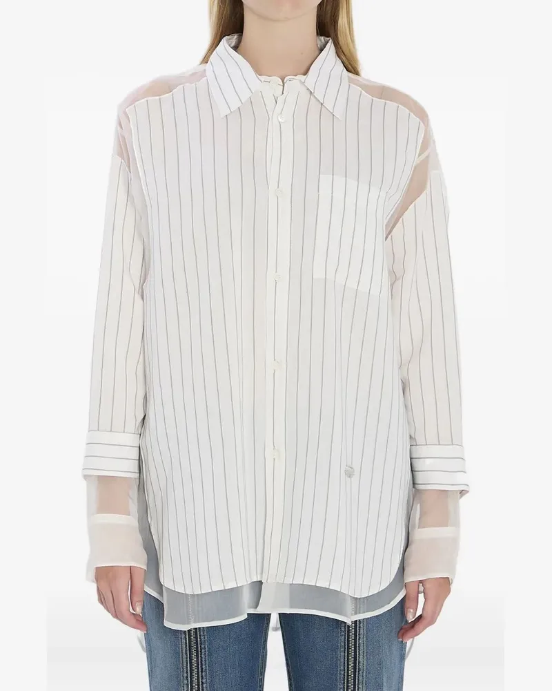 Jean Paul Gaultier Pinstripe Petit Grand Shirt White