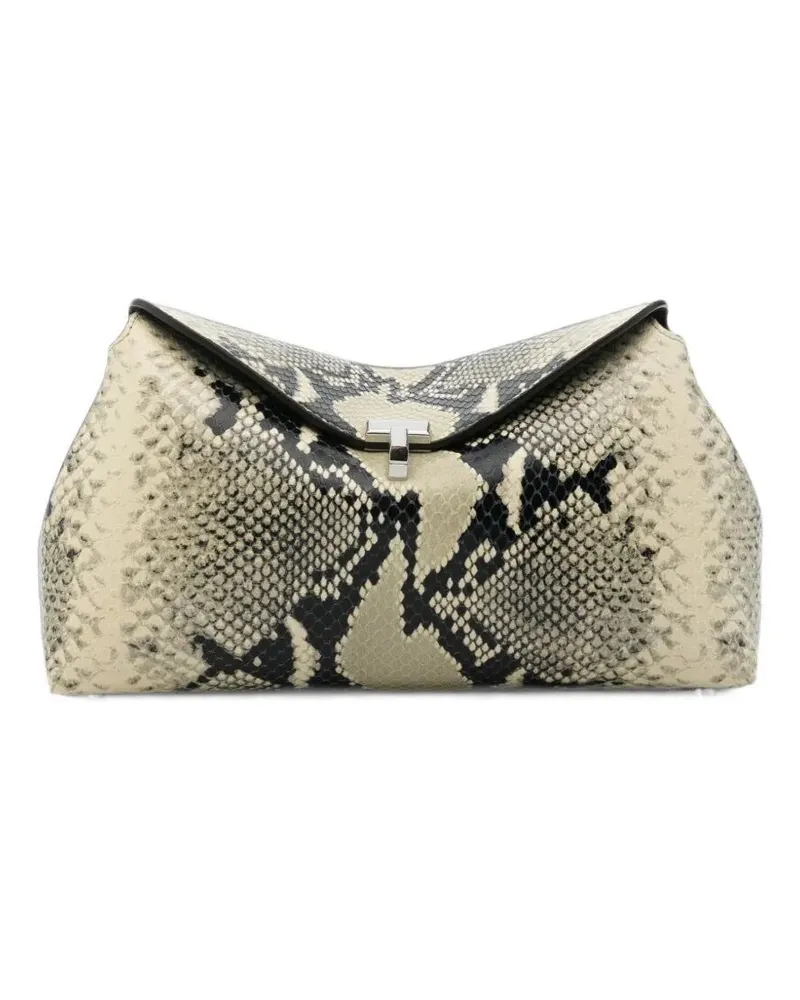Totême Clutch Bag Python-Embossed "T-Lock Black