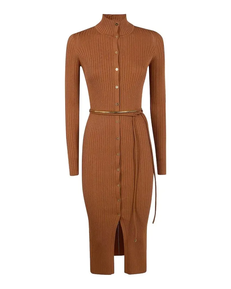 Elisabetta Franchi Midi Knit Dress Brown