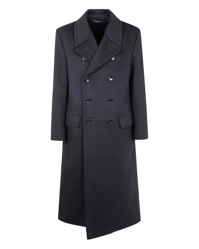 Tom Ford Pure Cashmere Luxury Melton Double Breasted Officier Coat Black