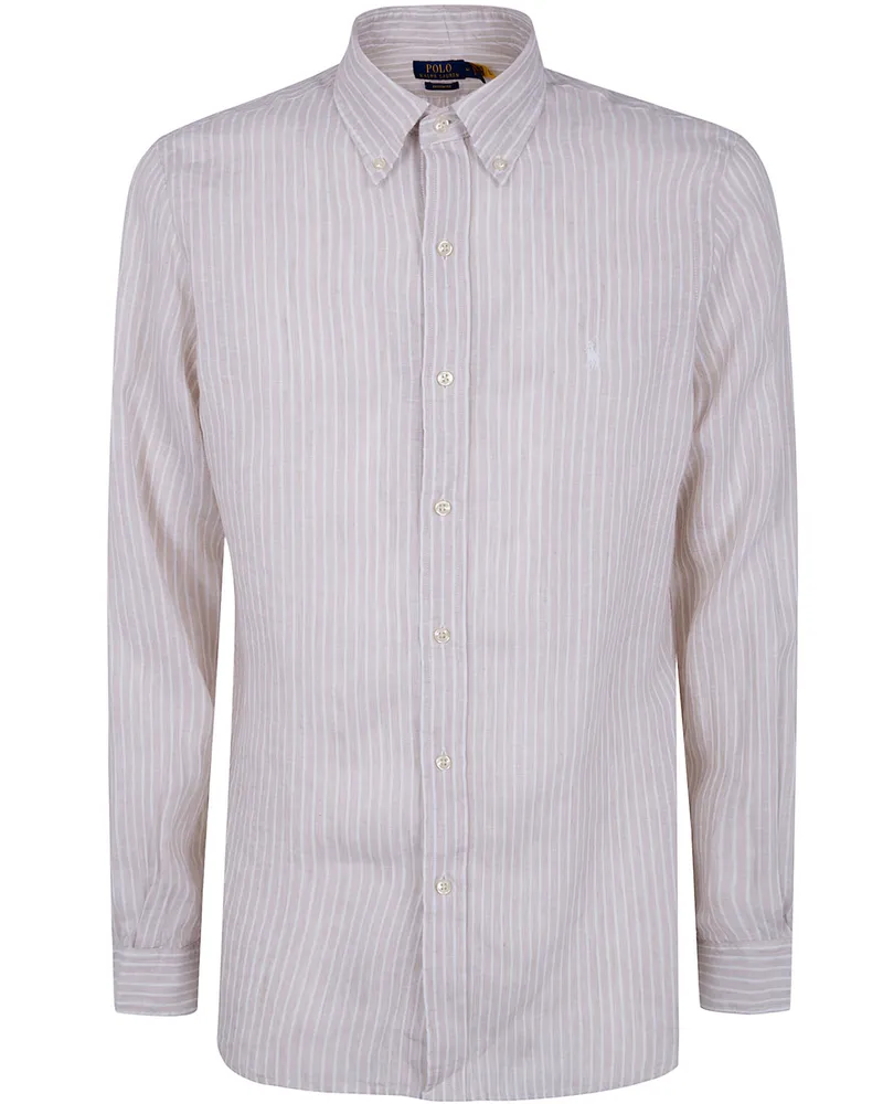 Ralph Lauren Long Sleeves Sport Stripes Shirt Beige