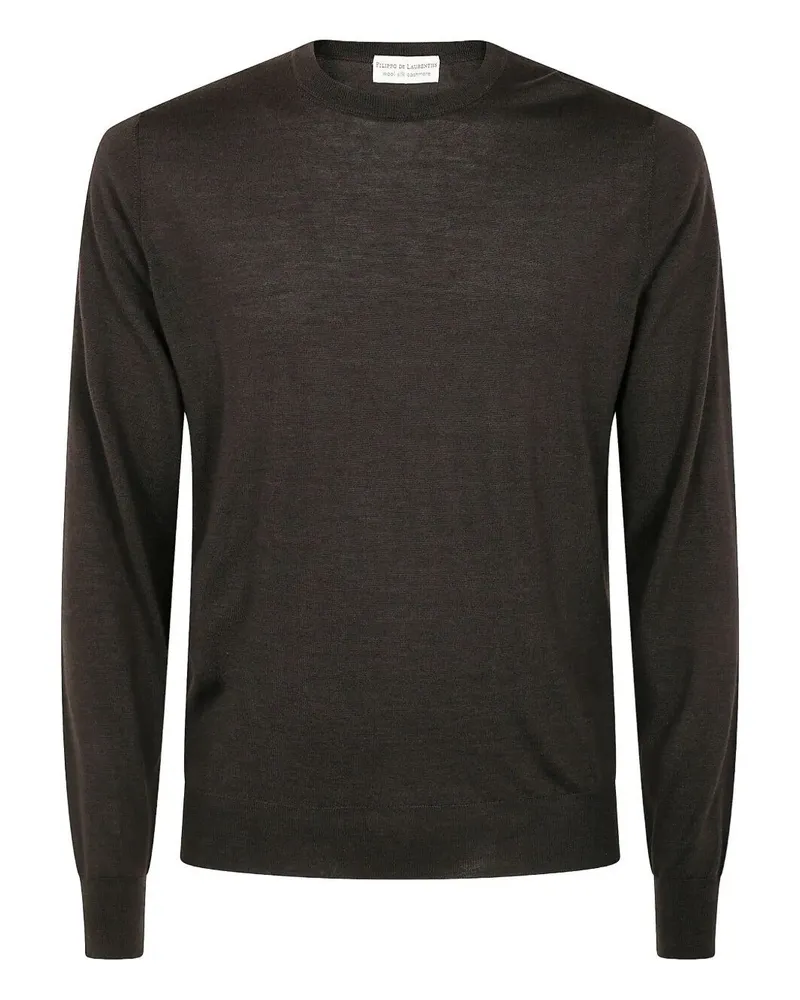Filippo de Laurentiis Long Sleeves Round Neck Sweater Brown