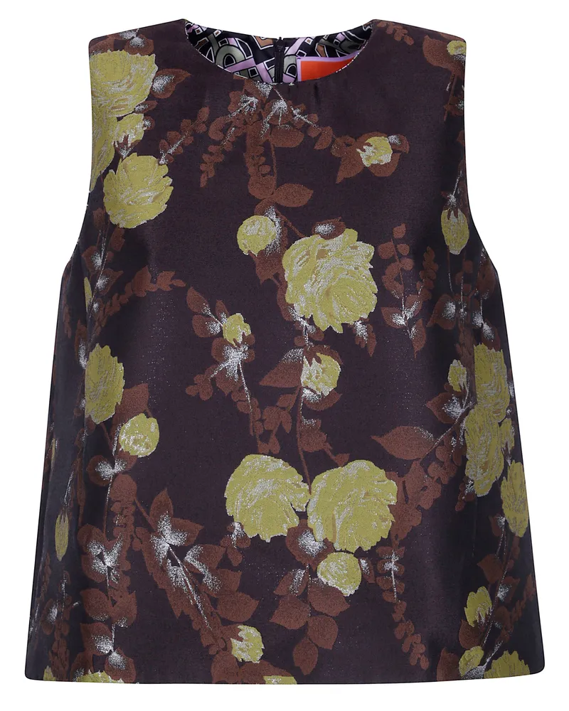 La DoubleJ Top Floral Print "La Scala Brown