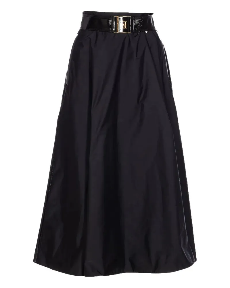 Elisabetta Franchi Belted Round Midi Skirt Black
