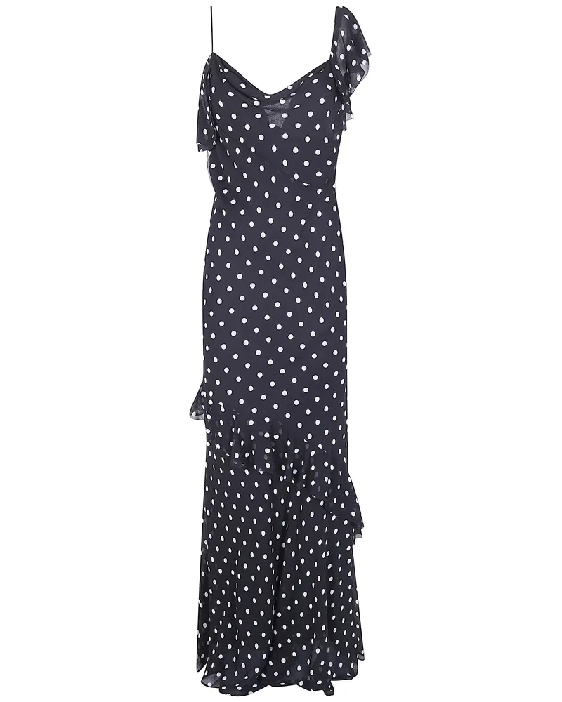 Self-Portrait Black Polka Dot Georgette Maxi Dress Black