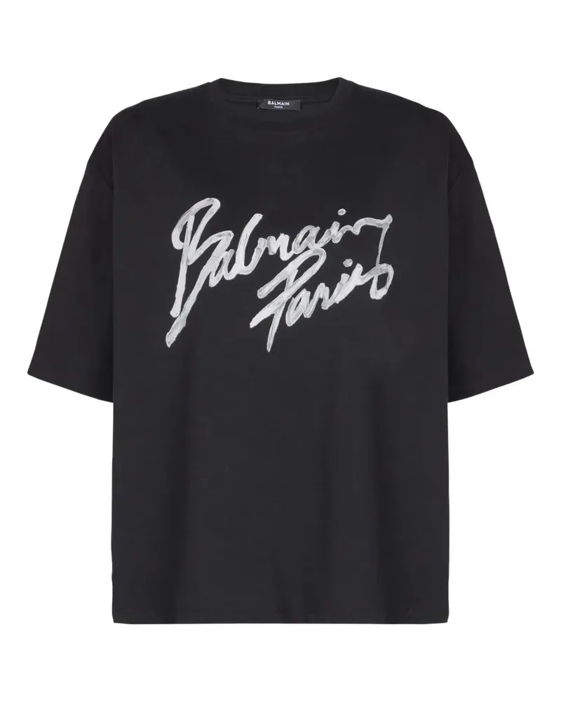 Balmain Short Sleeves "Balmain Paris Bulky" T-Shirt Black