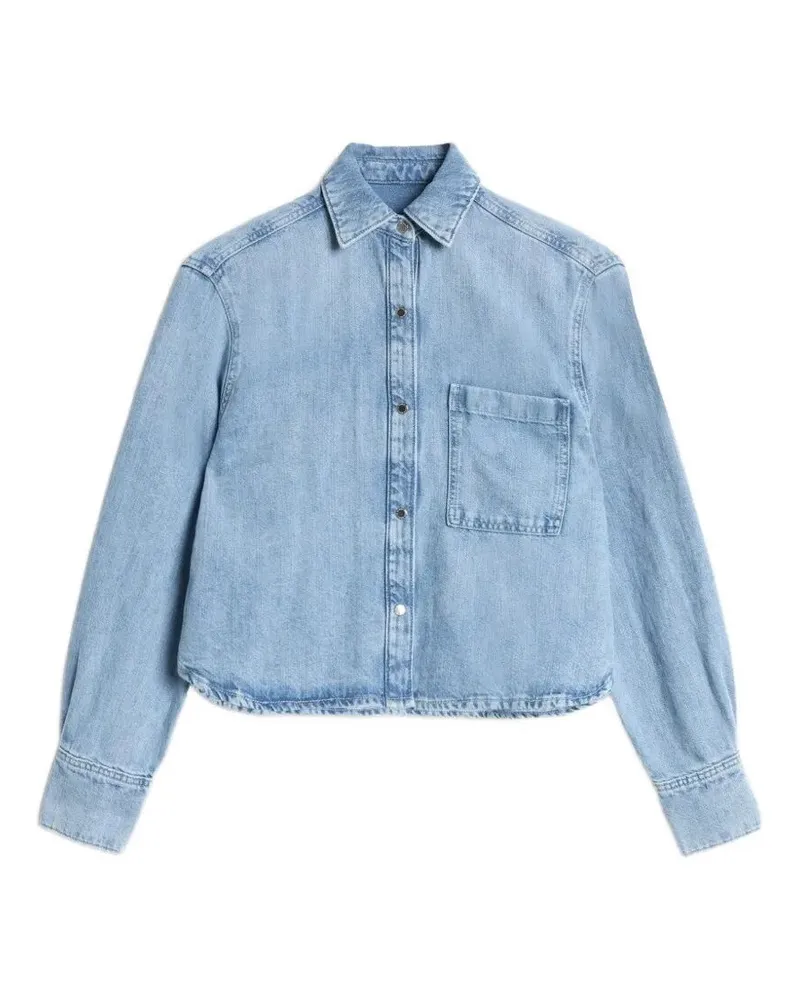 7 for all mankind Cropped Linen Shirt Blue