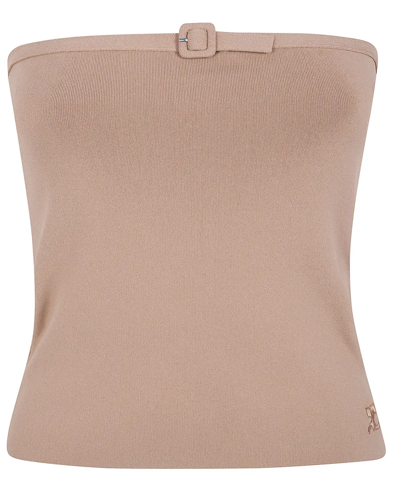 Courrèges Buckle Knit Bustier Top Beige