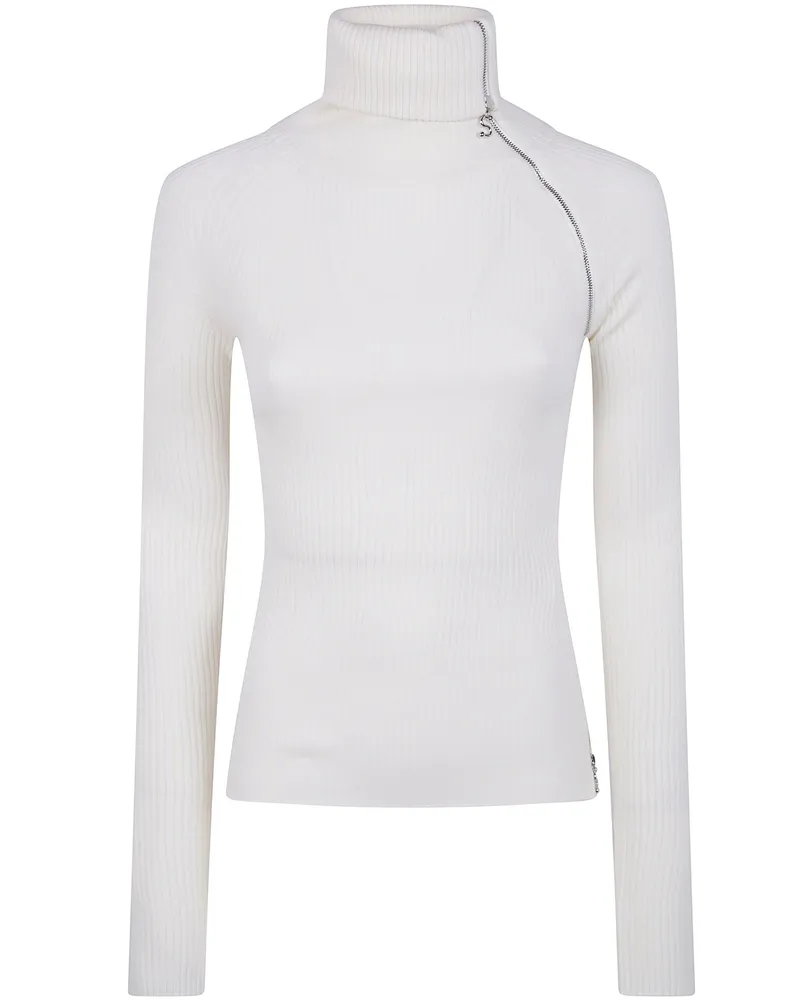 Max Mara Pinna" Asymetrical Zip Sweater White