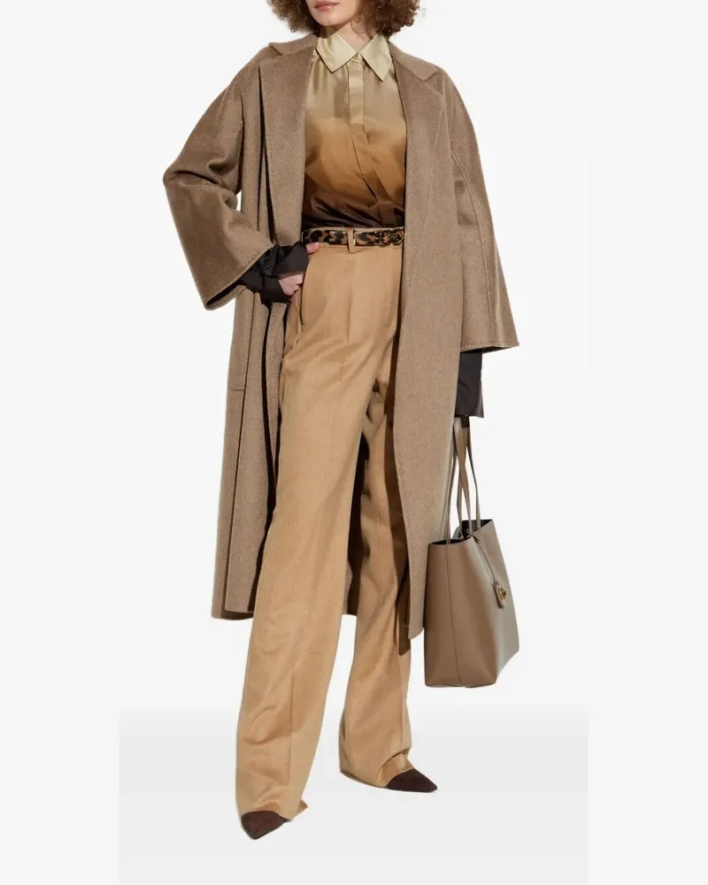 Max Mara Ludmilla" Classic Cashmere Belted Coat Brown
