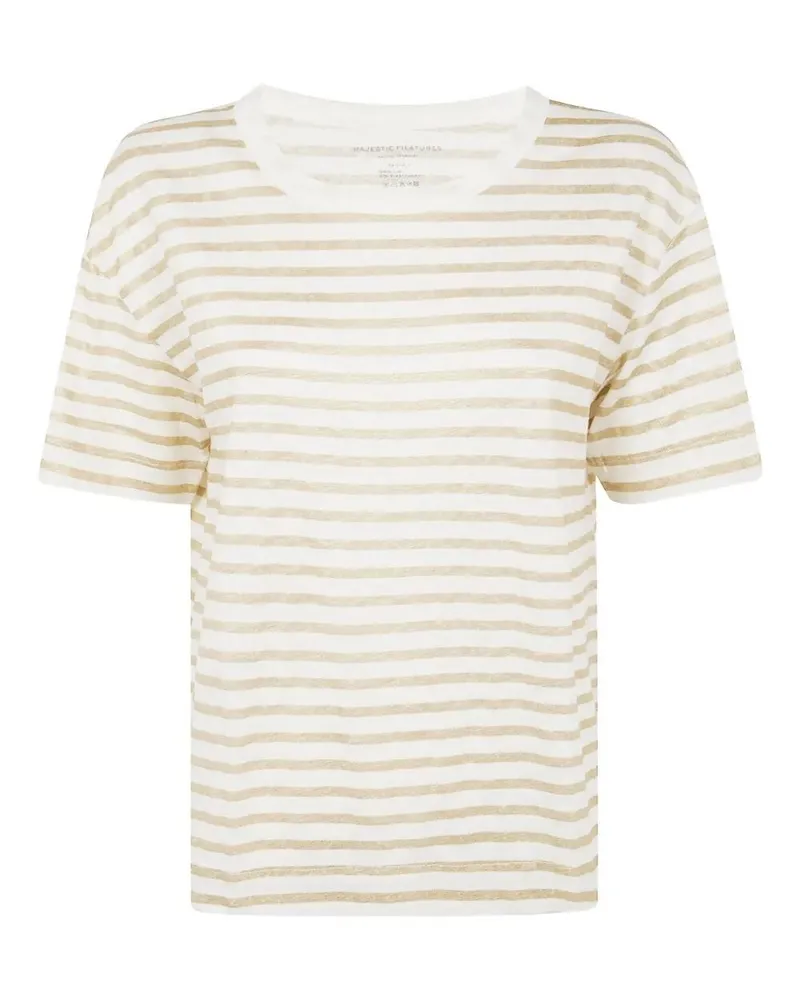 Majestic Short Sleeves Round Neck Sweater Beige