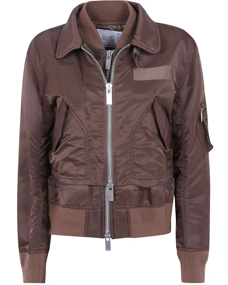 Sacai Jacket Zippered "Nylon Twill Blouson Brown