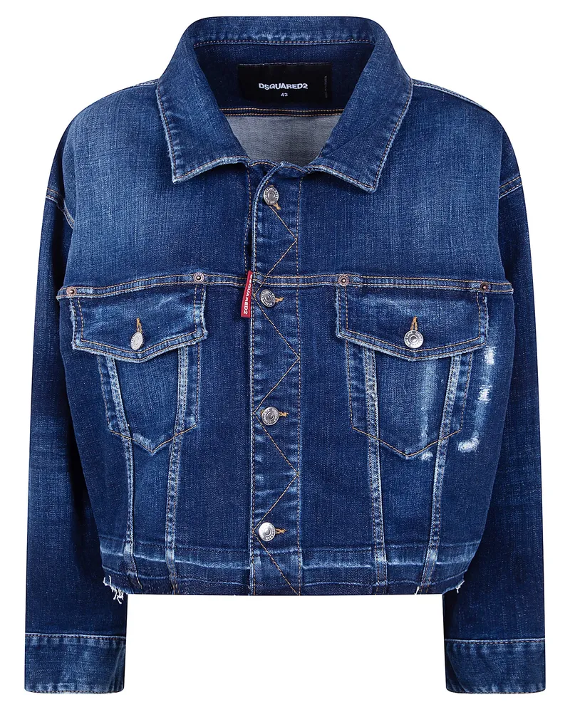 Dsquared2 Cropped Jeans Jacket Blue
