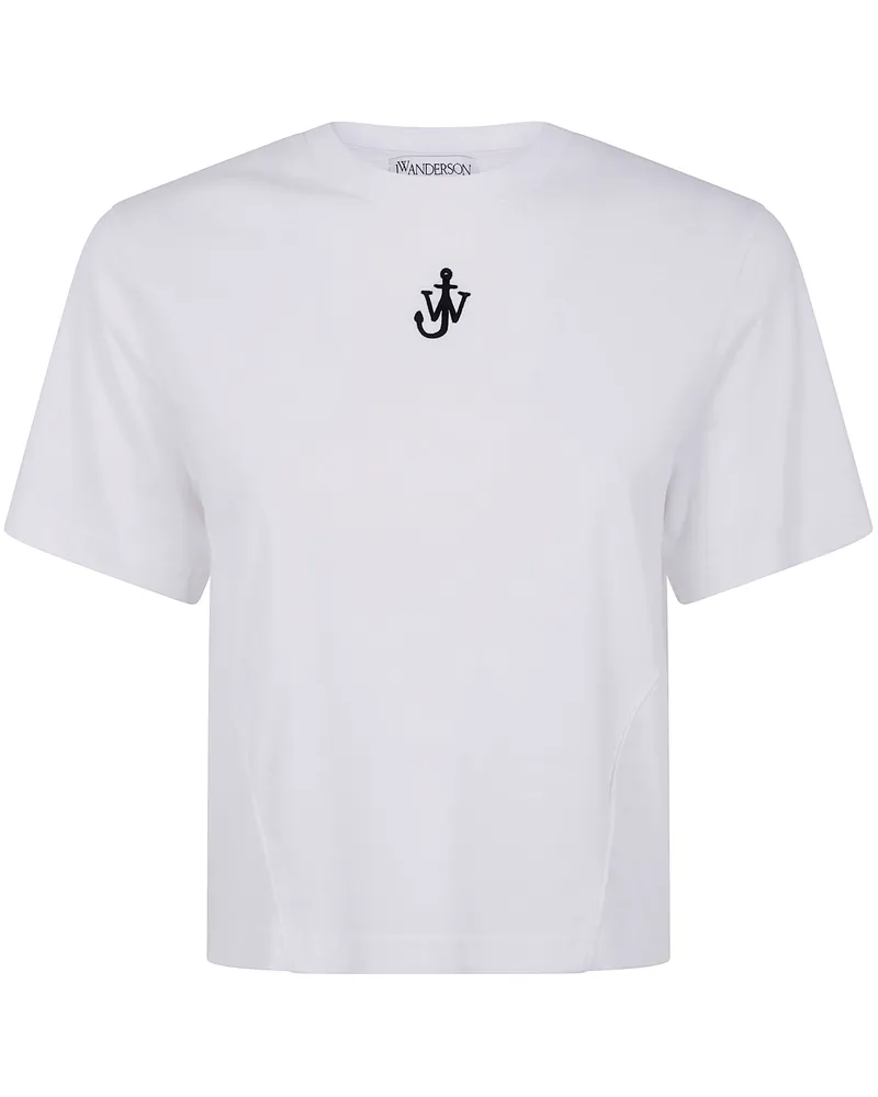 J.W.Anderson J. W.ANDERSON Anchor Embroidery Panelled Cropped T-Shirt By J. W.Anderso White