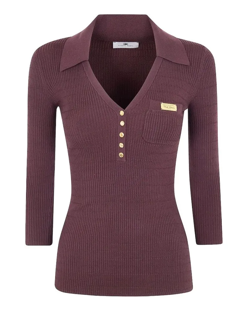 Elisabetta Franchi Serafino Neck Sweater Brown