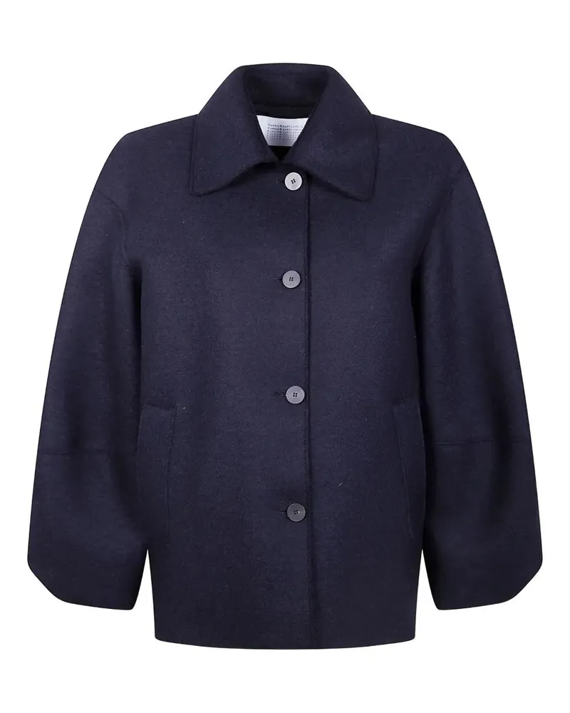 Harris Wharf London Women Puff Sleeves Jacket Pressed Wool Blue