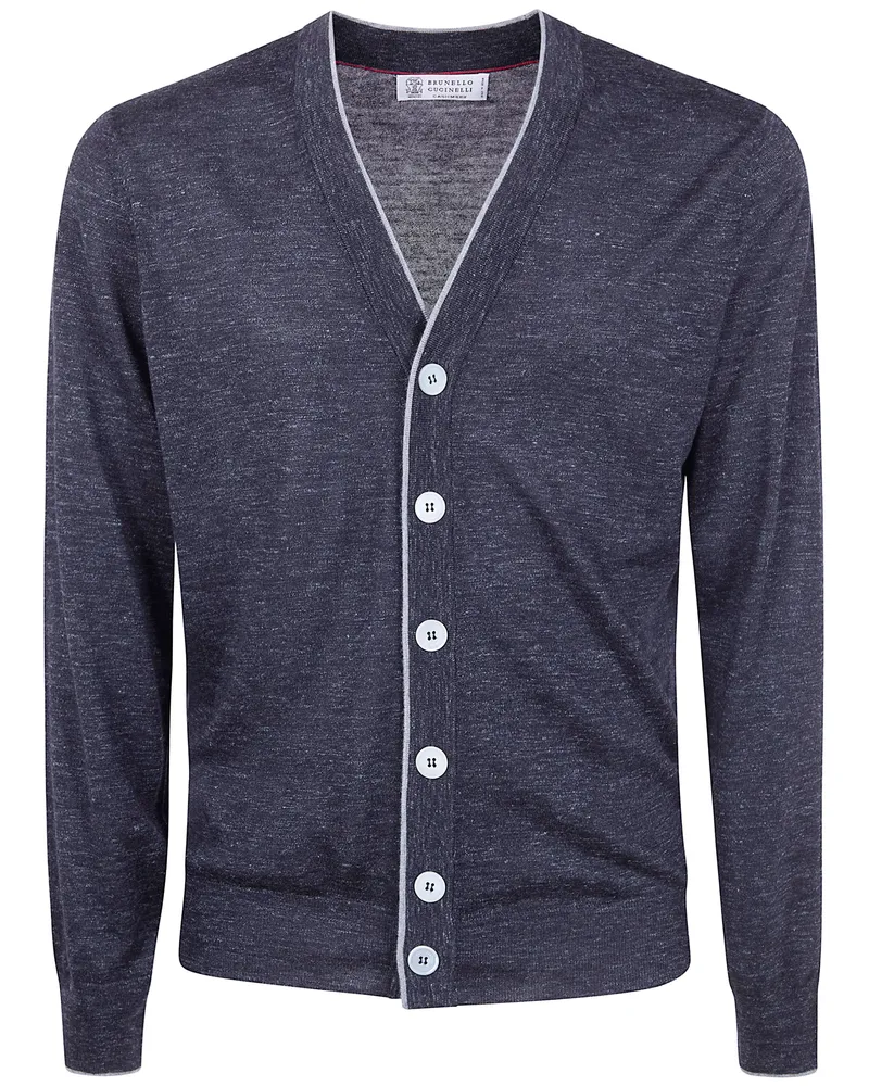 Brunello Cucinelli Classic V Neck Cardigan Gray