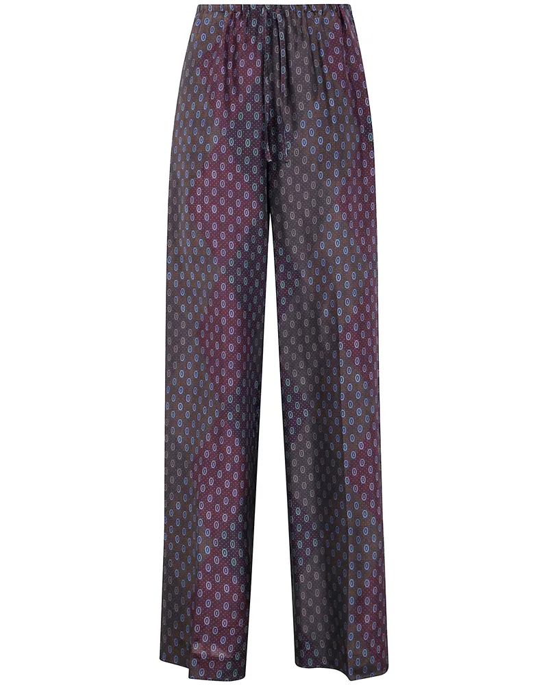 Dries van Noten Puvis Long 212 Print Silk Habotai Trousers Pink