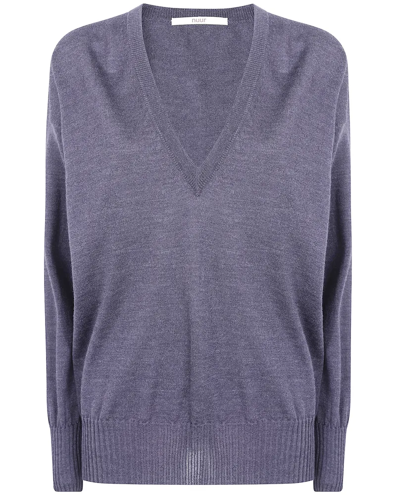 Nuur Sweater Long Sleeves V Neck "263Fxb08002 Gray