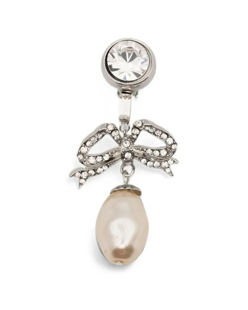 N° 21 Earrings Metallic Pearl And Diamond Metallic