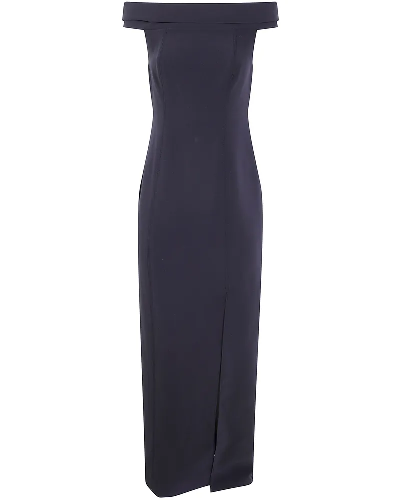 Ralph Lauren Adlar" Short Sleeves Gown Long Dress Black