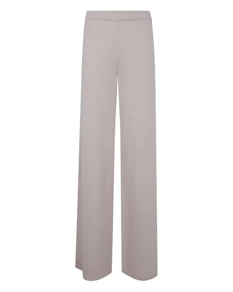 Blumarine Fur Knit Long Trousers Beige