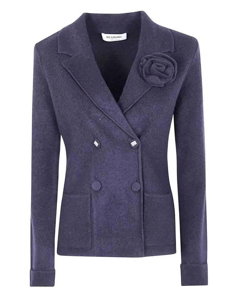 Blumarine Knit Slim Fit Jacket Blue