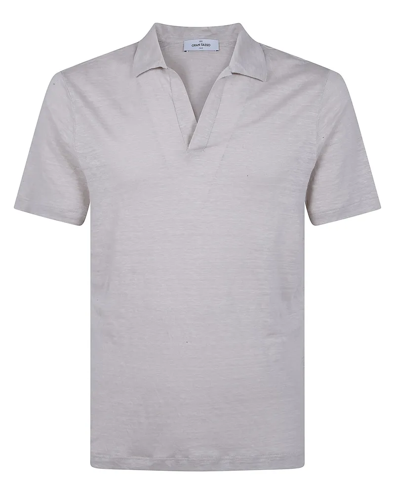 Gran Sasso Logo Print Short Sleeves Skipper Polo Shirt Beige