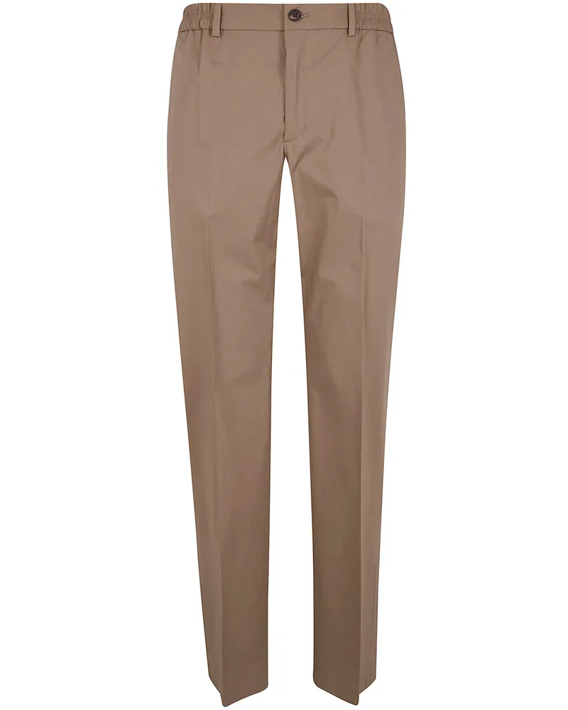 Incotex Elastic Waist Chino Trousers Brown