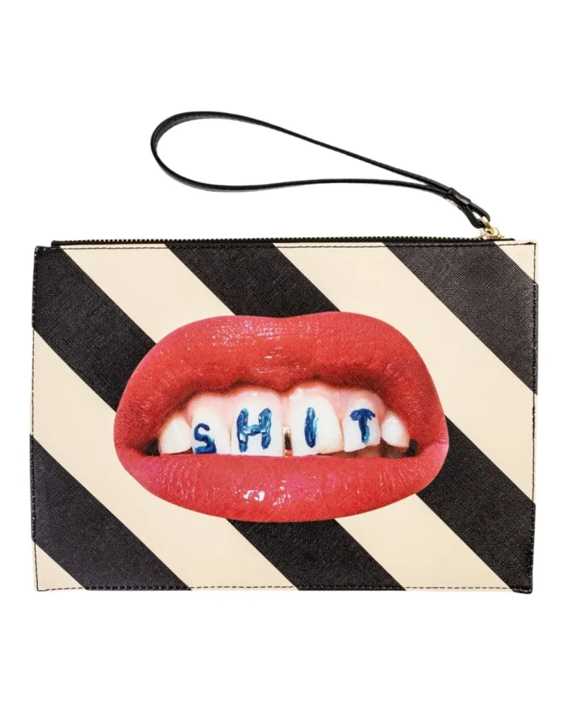 Seletti Toiletpaper" Printed Handbag Cm 28 X 20 X 3 Stripes Shit Multi