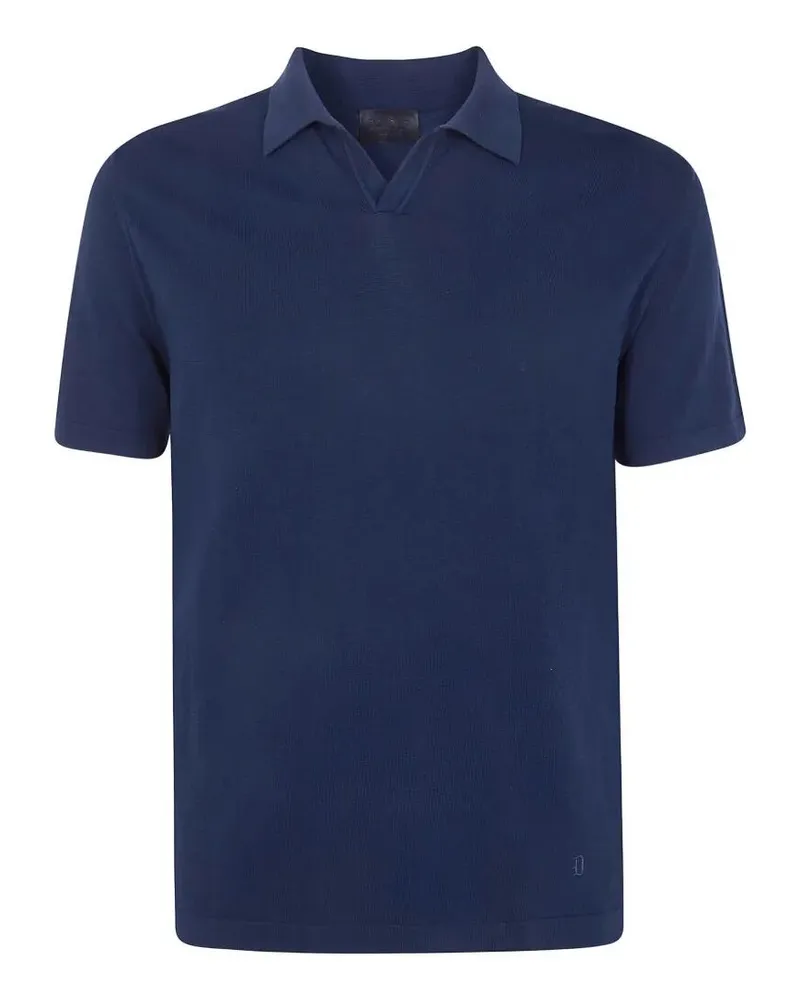 Dondup Crepe Cotton F.14 Regular Fit Polo Shirt Blue