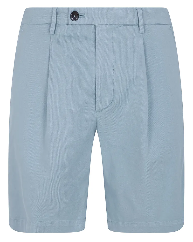 MICHAEL COAL Cotton & Linen Bermuda Trousers Blue