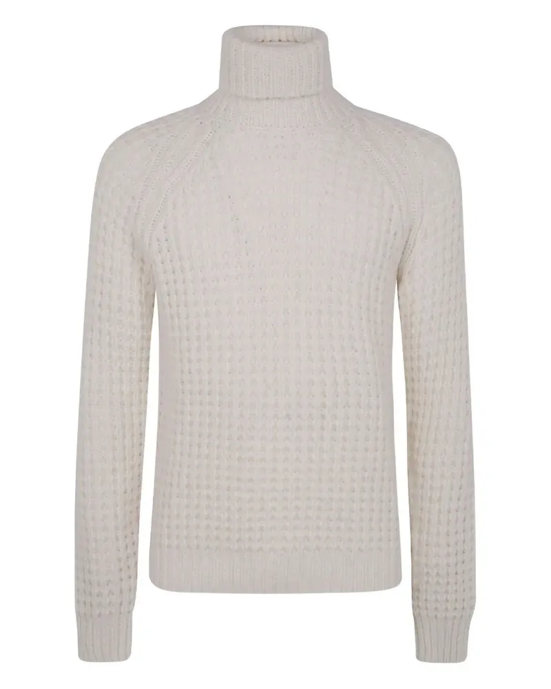Nuur Military Stitch Long Sleeves Turtle Neck Sweater Beige