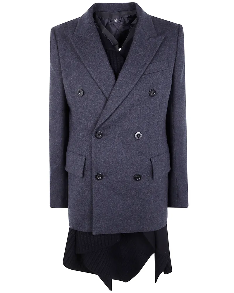 Sacai Wool Melton X Wool Knit Jacket Gray
