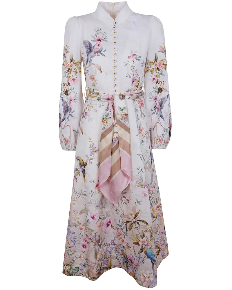 Zimmermann Rebellion" Button Midi Dress White