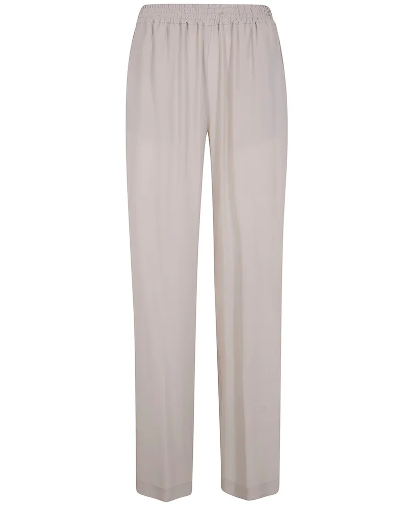Seventy Crepe Mixed Silk Trousers Beige