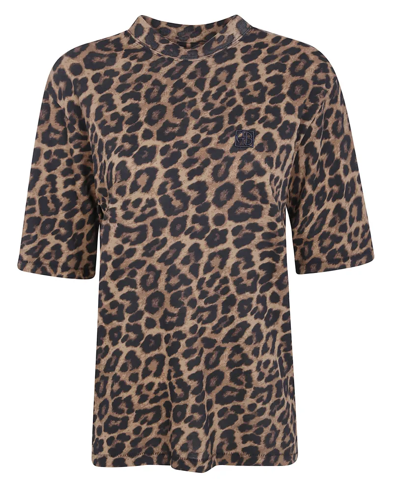 Anine Bing T-Shirt Leopard Print "Avi Brown
