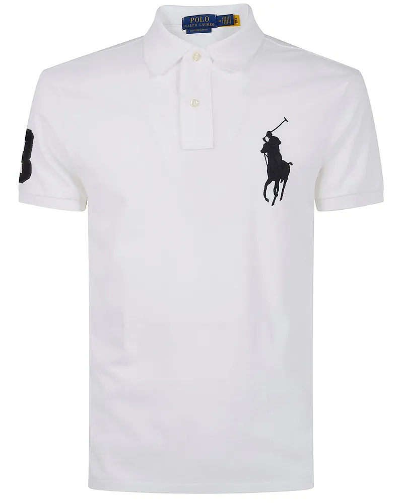 Ralph Lauren Short Sleeves Knit Big Logo Polo Shirt White