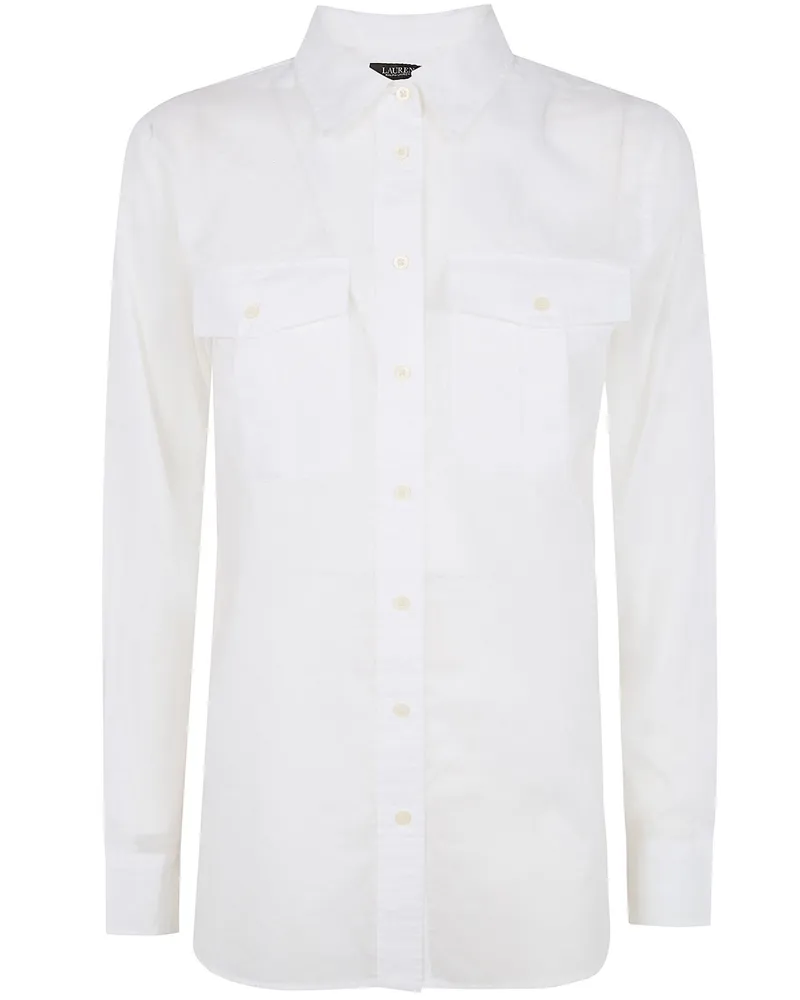 Ralph Lauren Courtenay" Long Sleeve Button Front Shirt White
