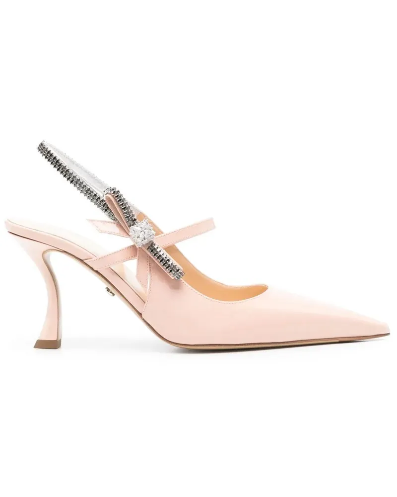 Mach & Mach Crystal Cuba Nude Patent Leather Slingback 85Mm Beige