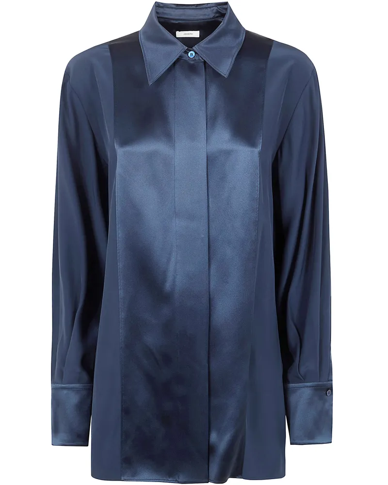 Joseph Childs" Blouse Silk Satin Blue