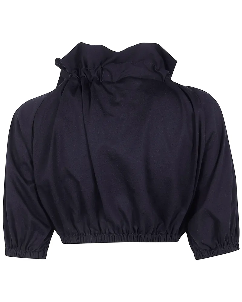 Patou Cropped Volume Jersey Top Black