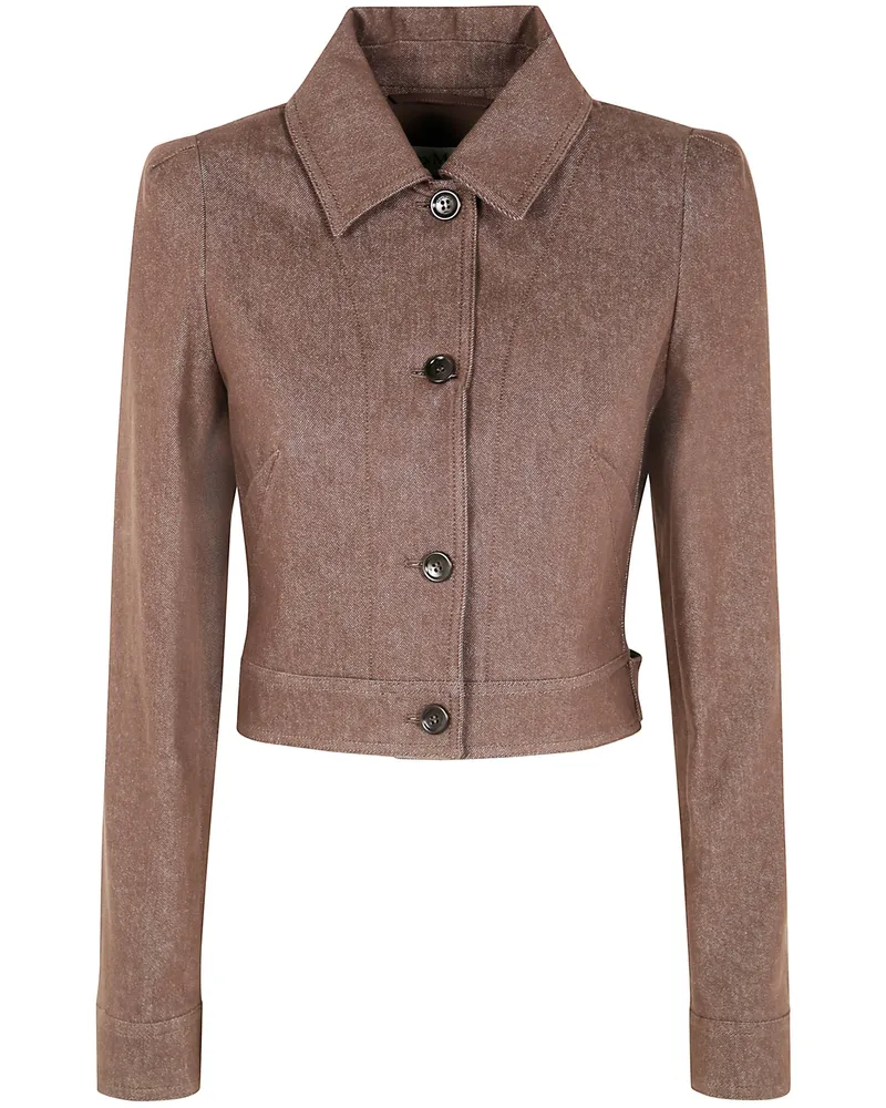 Max Mara Carpa Cropped Denim Jacket Brown