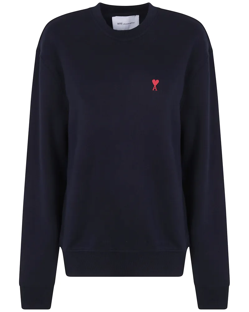 AMI Paris Sweatshirt With Red Detail "Quota Ami De Coeur Black